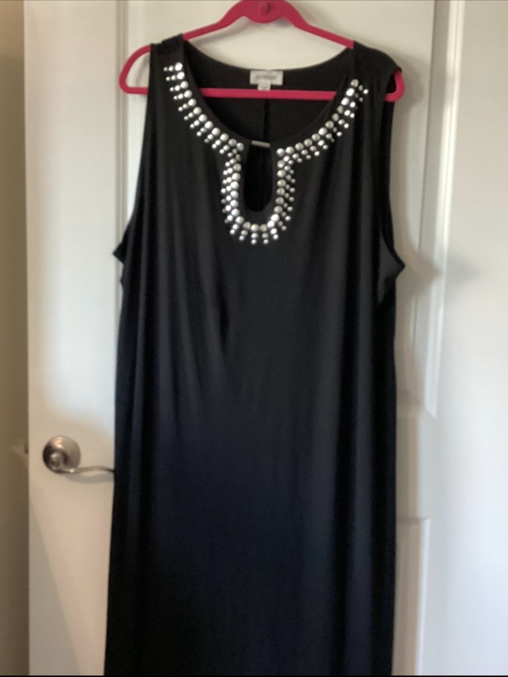 Avenue Black Top with Silver Studs and Floral Trim